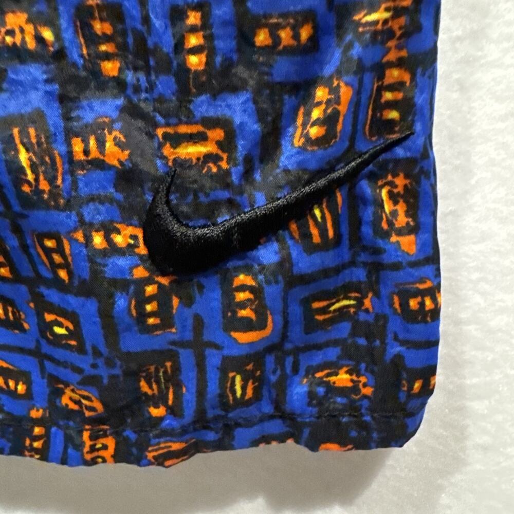 Nike Vintage 90s Abstract Art Multicolor Nylon Swoosh Shorts Mens Size XL - Picture 2 of 8